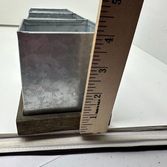 Rae Dunn Numbered Galvanized Tin Organizer with Wood Tray 1 2 3 College Office - Picture 9 of 12